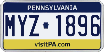 PA license plate MYZ1896