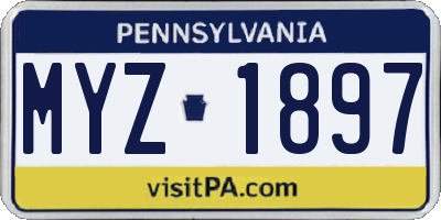 PA license plate MYZ1897