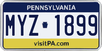 PA license plate MYZ1899