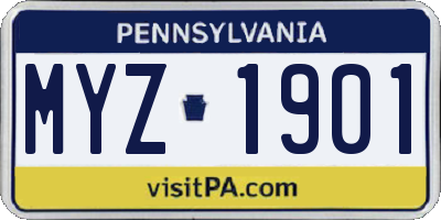PA license plate MYZ1901