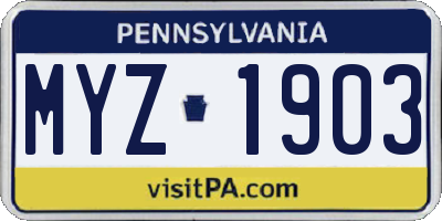 PA license plate MYZ1903