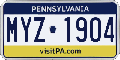 PA license plate MYZ1904