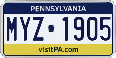 PA license plate MYZ1905