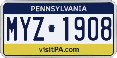 PA license plate MYZ1908