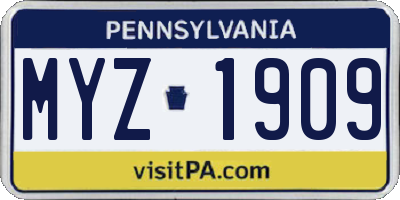 PA license plate MYZ1909