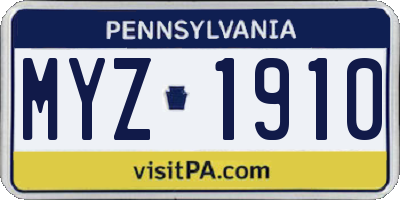 PA license plate MYZ1910
