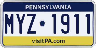 PA license plate MYZ1911