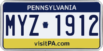 PA license plate MYZ1912
