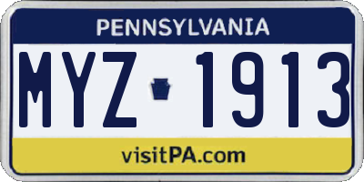 PA license plate MYZ1913