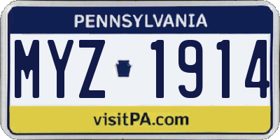 PA license plate MYZ1914