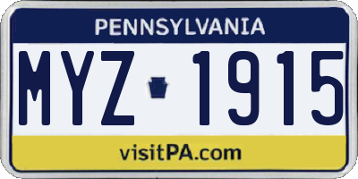 PA license plate MYZ1915