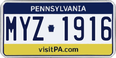 PA license plate MYZ1916