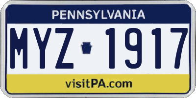 PA license plate MYZ1917