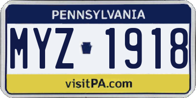 PA license plate MYZ1918
