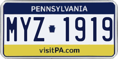 PA license plate MYZ1919