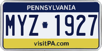 PA license plate MYZ1927
