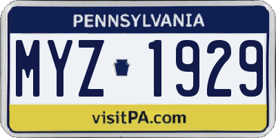 PA license plate MYZ1929