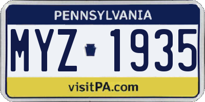 PA license plate MYZ1935