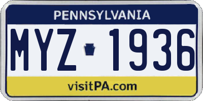 PA license plate MYZ1936