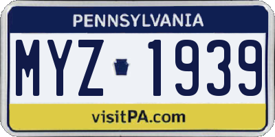 PA license plate MYZ1939