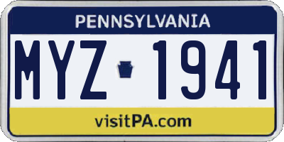 PA license plate MYZ1941