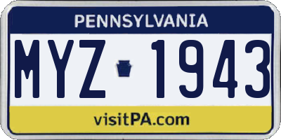 PA license plate MYZ1943