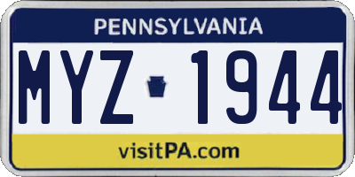 PA license plate MYZ1944
