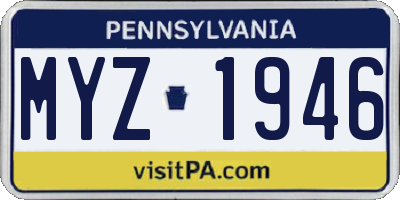 PA license plate MYZ1946