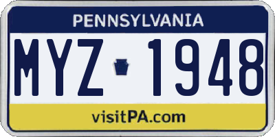 PA license plate MYZ1948