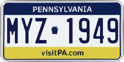 PA license plate MYZ1949