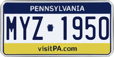 PA license plate MYZ1950