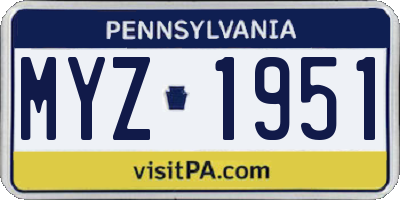 PA license plate MYZ1951
