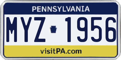 PA license plate MYZ1956
