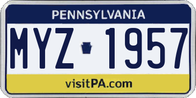PA license plate MYZ1957
