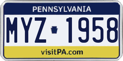 PA license plate MYZ1958