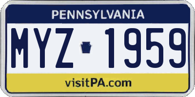 PA license plate MYZ1959