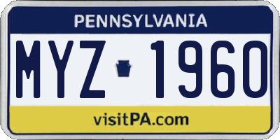 PA license plate MYZ1960