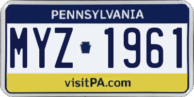 PA license plate MYZ1961