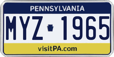 PA license plate MYZ1965
