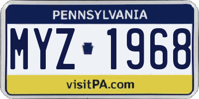 PA license plate MYZ1968