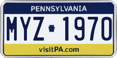 PA license plate MYZ1970