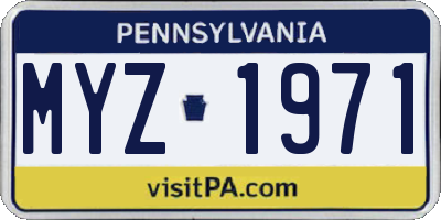PA license plate MYZ1971