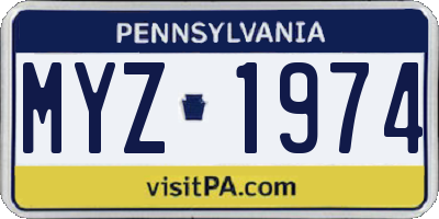 PA license plate MYZ1974