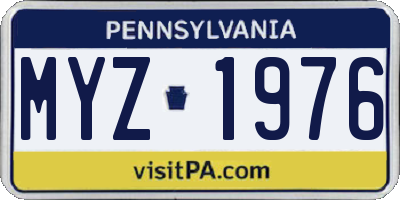 PA license plate MYZ1976