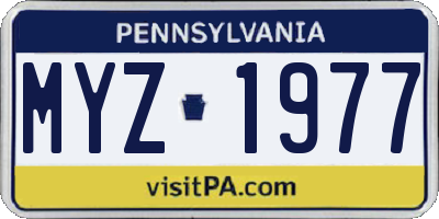 PA license plate MYZ1977