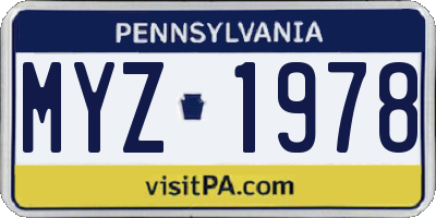 PA license plate MYZ1978
