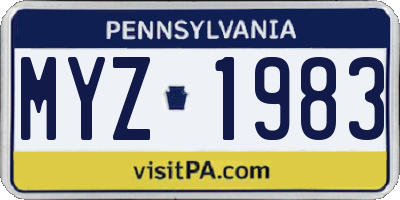 PA license plate MYZ1983