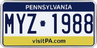 PA license plate MYZ1988