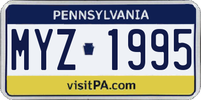 PA license plate MYZ1995