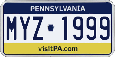 PA license plate MYZ1999
